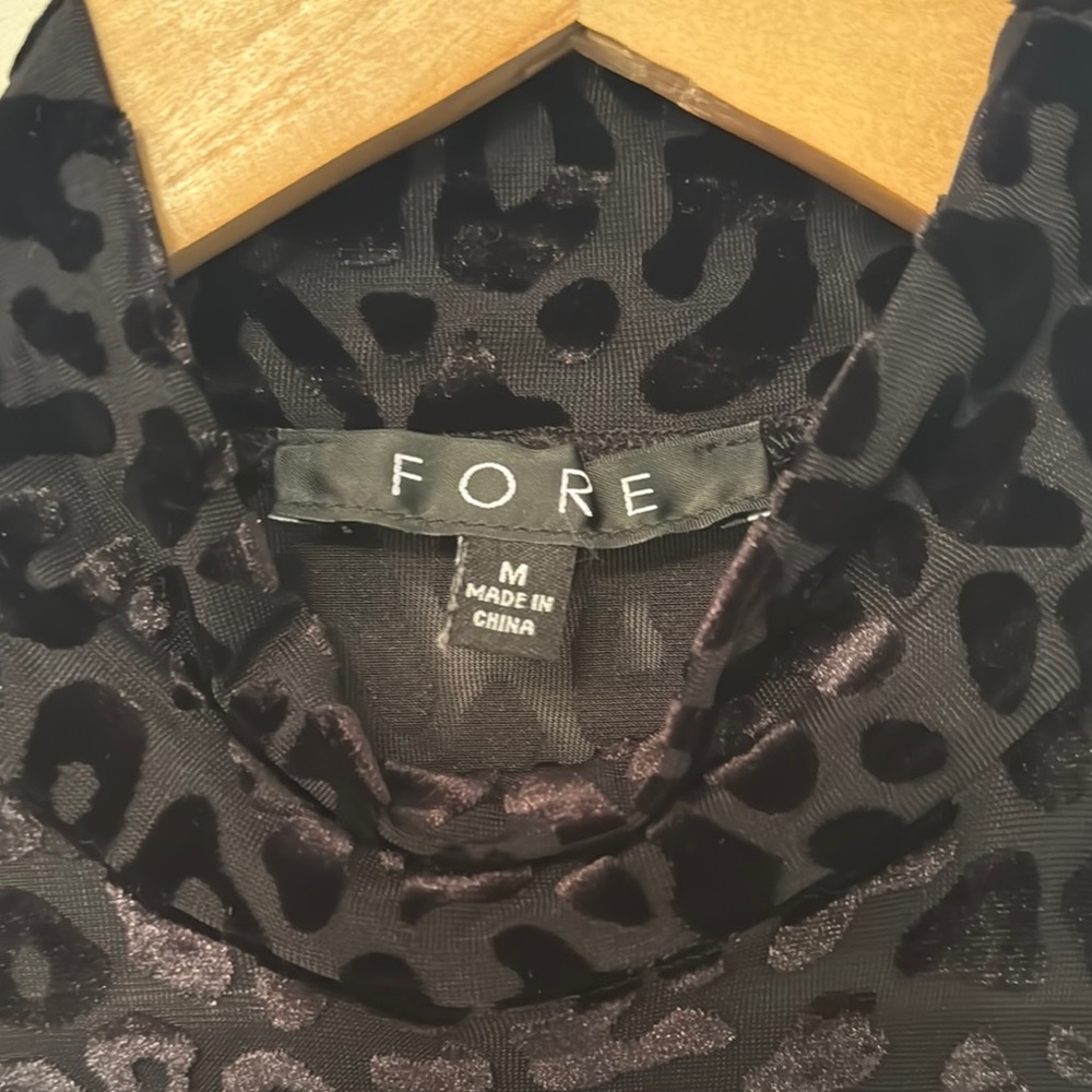 FORE Black Leopard Print Mock Neck Top - Picture 3 of 4